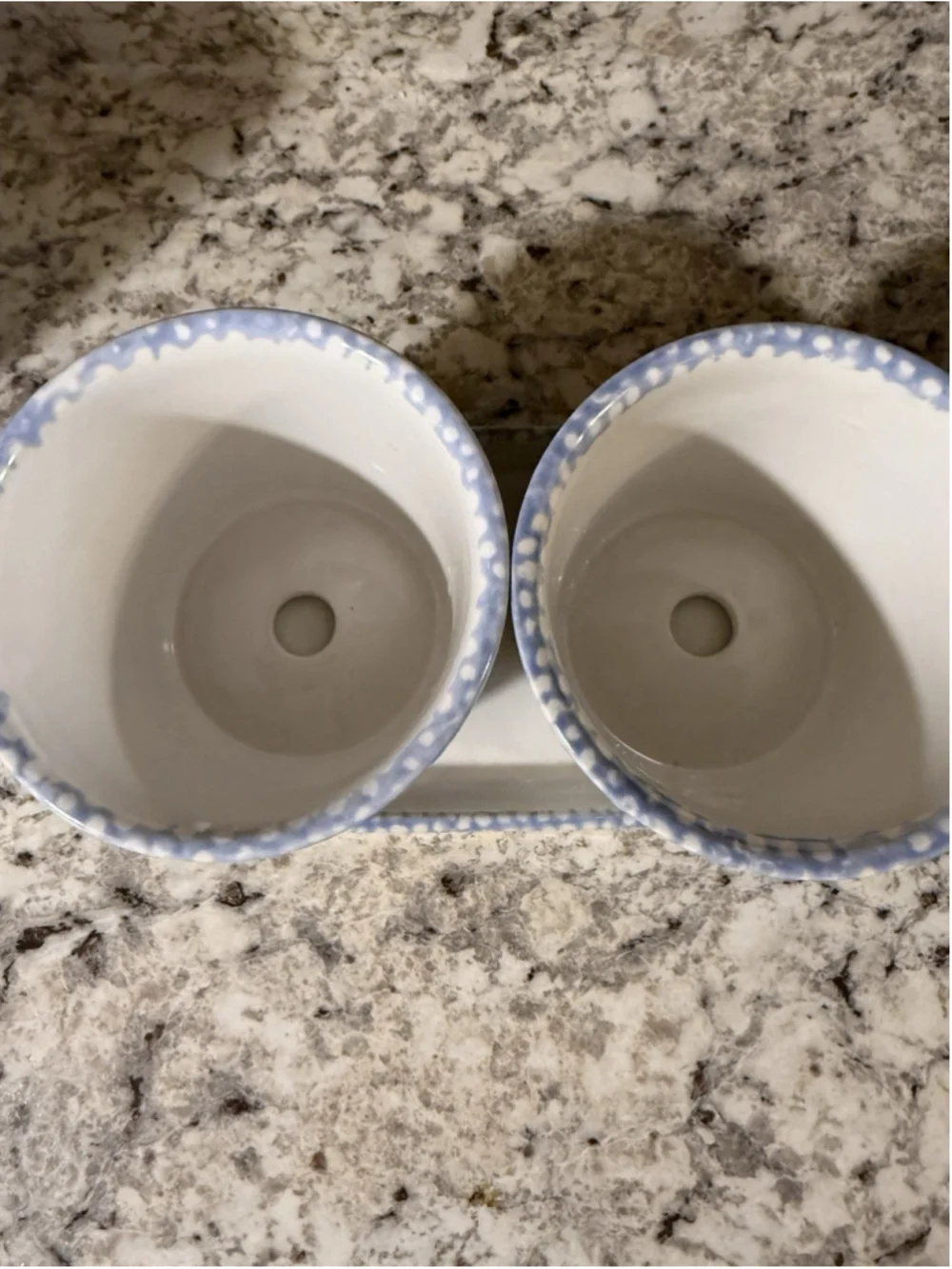 VTG Corning Corelle 3 Blue Heart Ceramic Window Planters with Tray Cottage